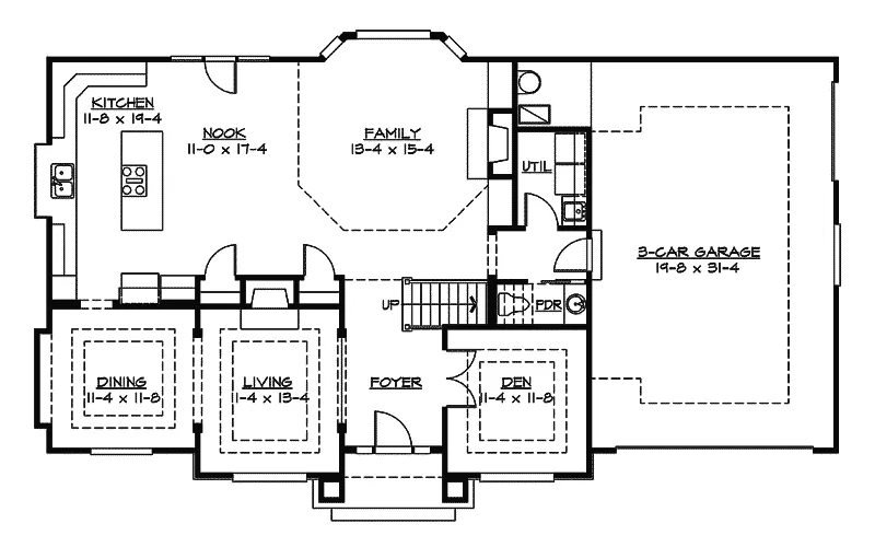 Arts & Crafts House Plan First Floor - Diego Bluff Tudor Style Home 071D-0108 - Search House Plans and More
