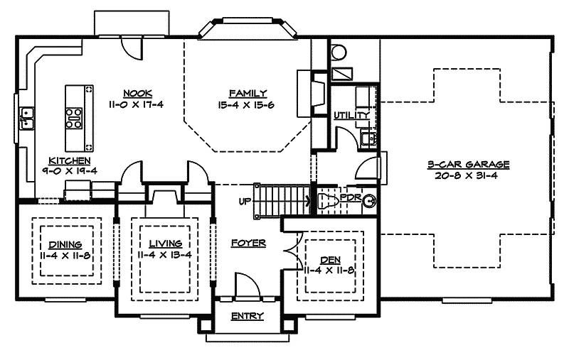 Modern House Plan First Floor - Rockbrook Craftsman Home 071D-0111 - Shop House Plans and More
