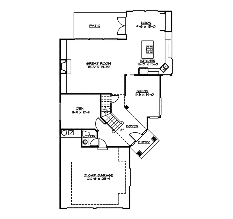 Arts & Crafts House Plan First Floor - Dalhousie Craftsman Home 071D-0114 - Search House Plans and More
