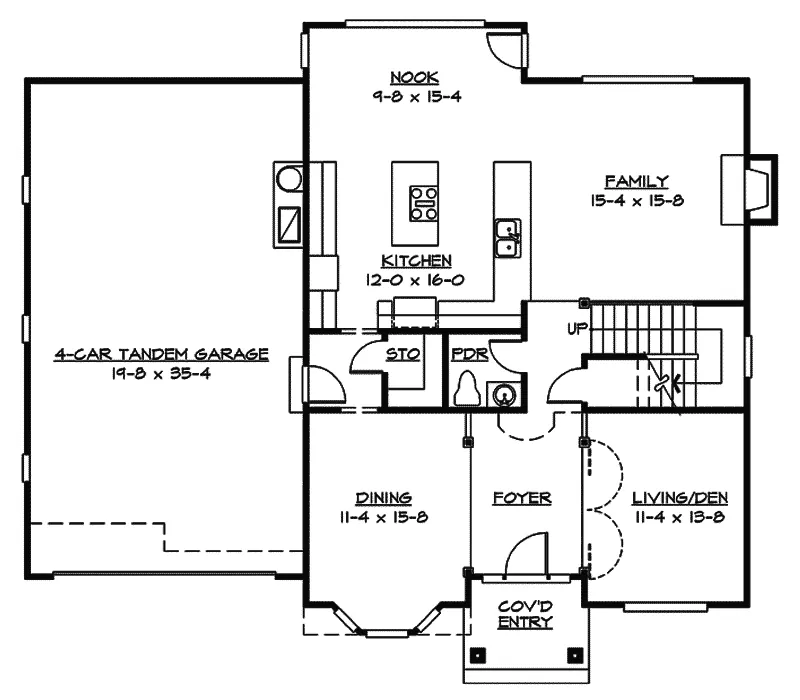 Southern House Plan First Floor - Bellingham Arts And Crafts Home 071D-0116 - Search House Plans and More