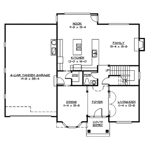 Southern House Plan First Floor - Bellingham Arts And Crafts Home 071D-0116 - Search House Plans and More