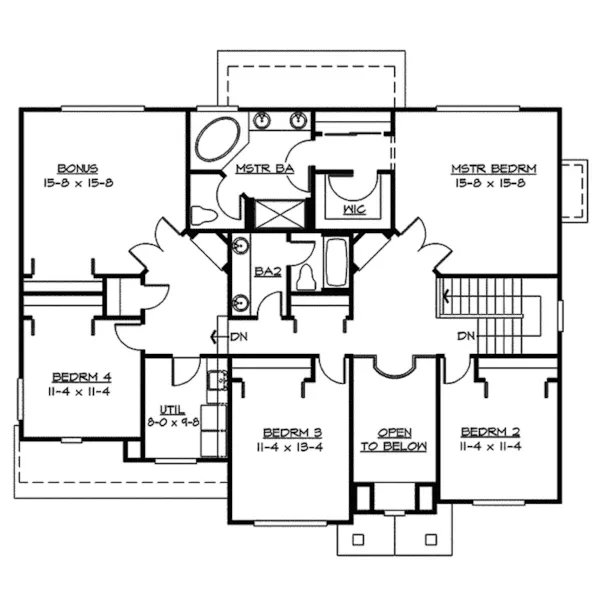 Southern House Plan Second Floor - Bellingham Arts And Crafts Home 071D-0116 - Search House Plans and More