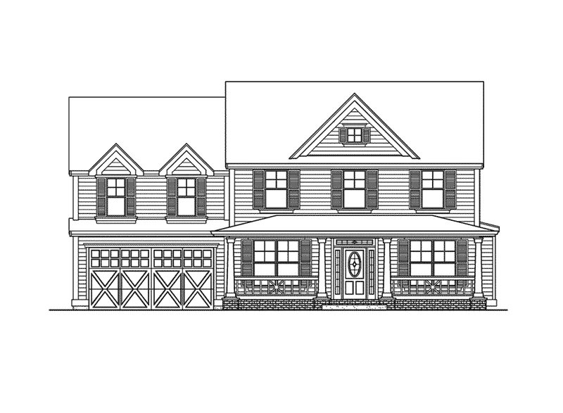 Colonial House Plan Front Elevation - Flintlock Country Farmhouse 071D-0117 - Search House Plans and More