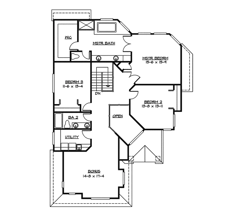 Craftsman House Plan Second Floor - Wealden Tudor Home 071D-0120 - Shop House Plans and More