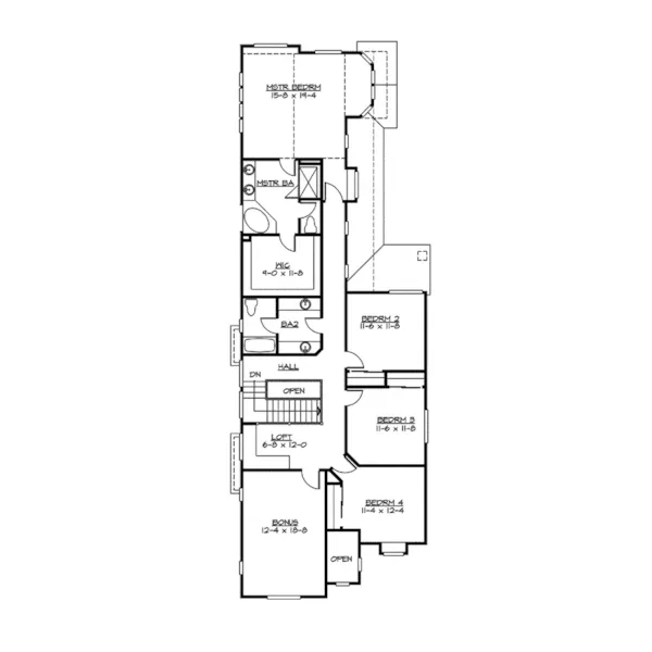 Traditional House Plan Second Floor - Norman Spring Shingle Style 071D-0121 - Shop House Plans and More