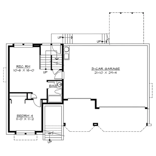 Arts & Crafts House Plan Lower Level Floor - Vermillion Bay Raised  Home 071D-0123 - Shop House Plans and More