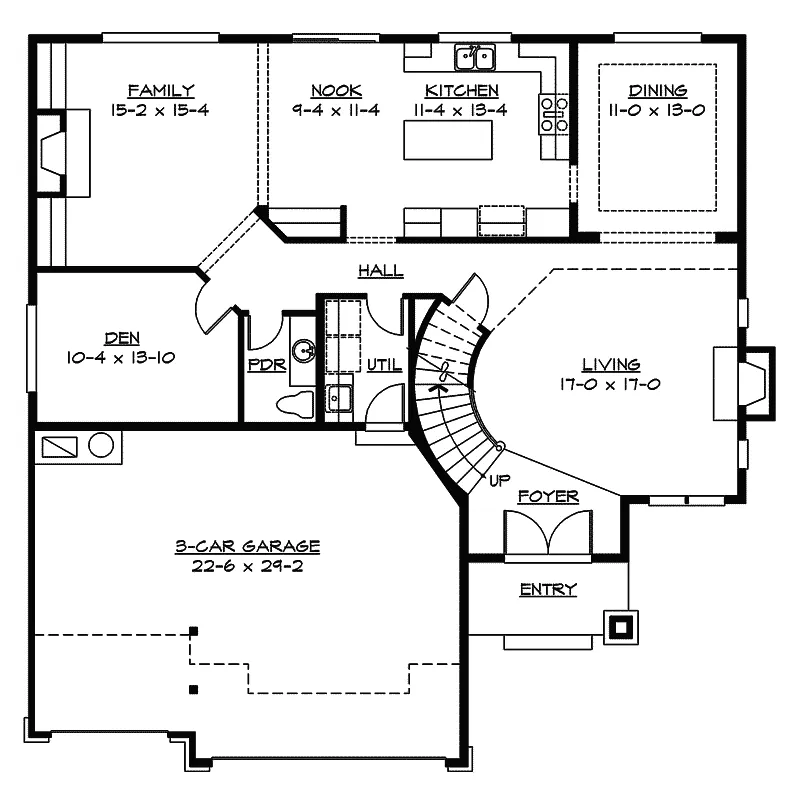 Traditional House Plan First Floor - Willette Craftsman Home 071D-0125 - Shop House Plans and More