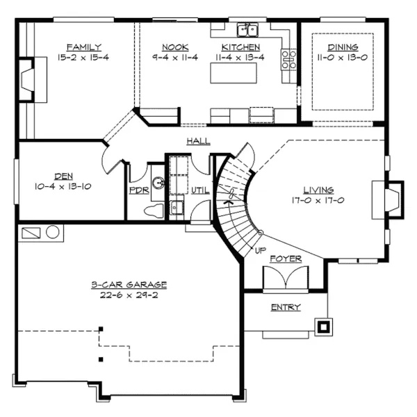 Craftsman House Plan First Floor - Willette Craftsman Home 071D-0125 - Shop House Plans and More