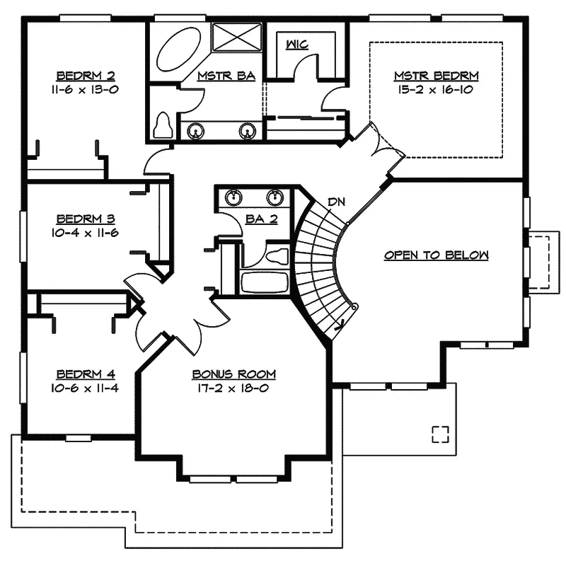 Arts & Crafts House Plan Second Floor - Willette Craftsman Home 071D-0125 - Shop House Plans and More
