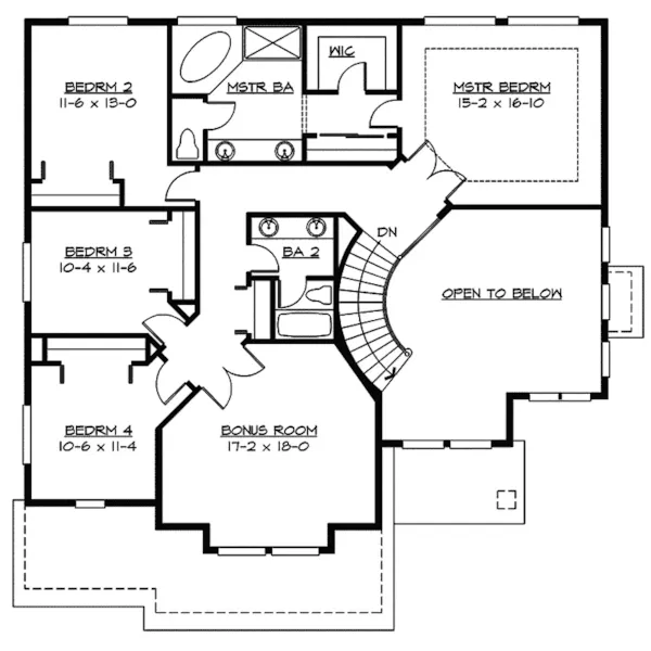 Craftsman House Plan Second Floor - Willette Craftsman Home 071D-0125 - Shop House Plans and More