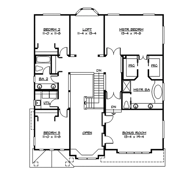Traditional House Plan Second Floor - Pevensey Craftsman Home 071D-0127 - Shop House Plans and More