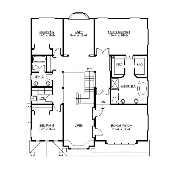 Traditional House Plan Second Floor - Pevensey Craftsman Home 071D-0127 - Shop House Plans and More