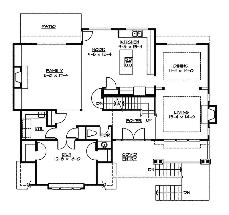 Traditional House Plan First Floor - Garden Path Craftsman Home 071D-0129 - Search House Plans and More