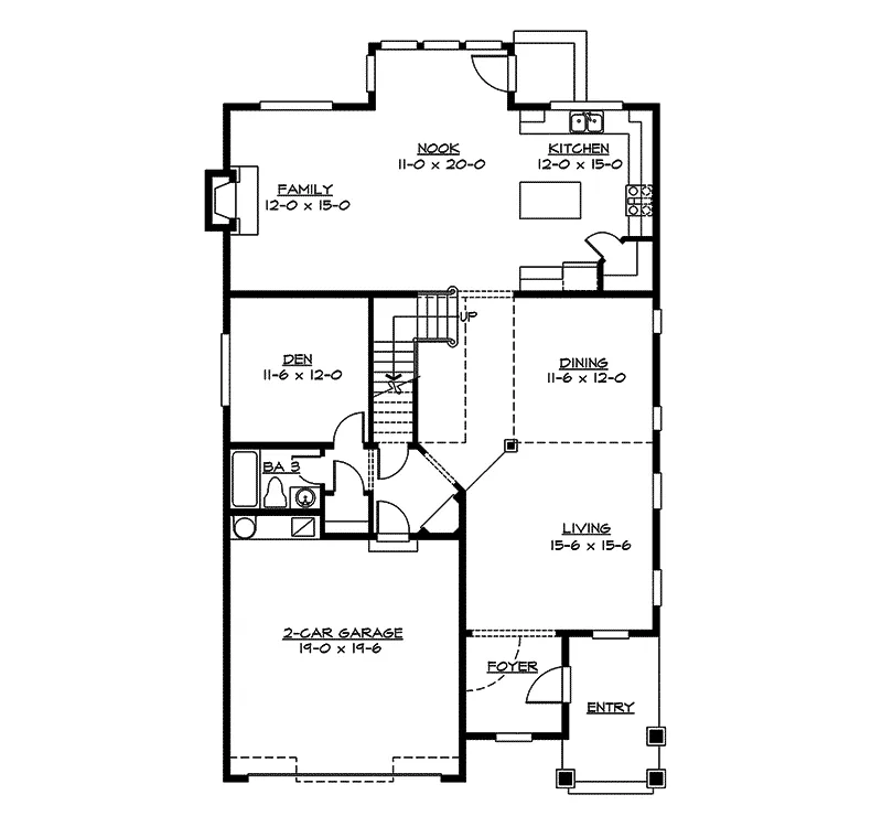 Southern House Plan First Floor - Etherton Arts And Crafts Home 071D-0130 - Search House Plans and More