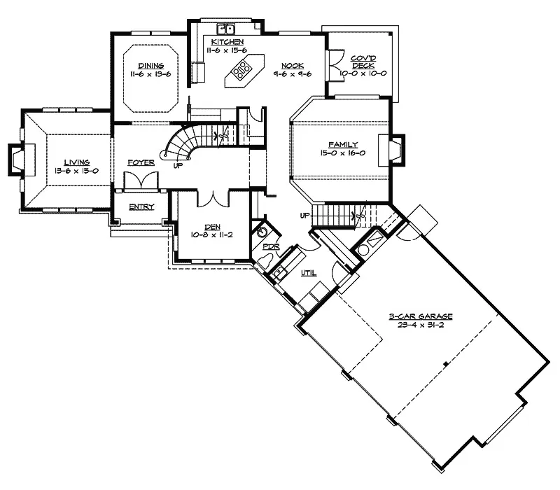 European House Plan First Floor - Glasgow European Home 071D-0133 - Search House Plans and More