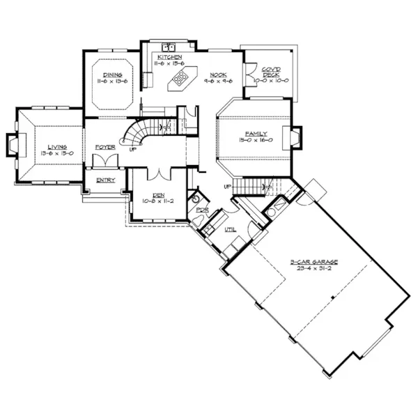 Traditional House Plan First Floor - Glasgow European Home 071D-0133 - Search House Plans and More