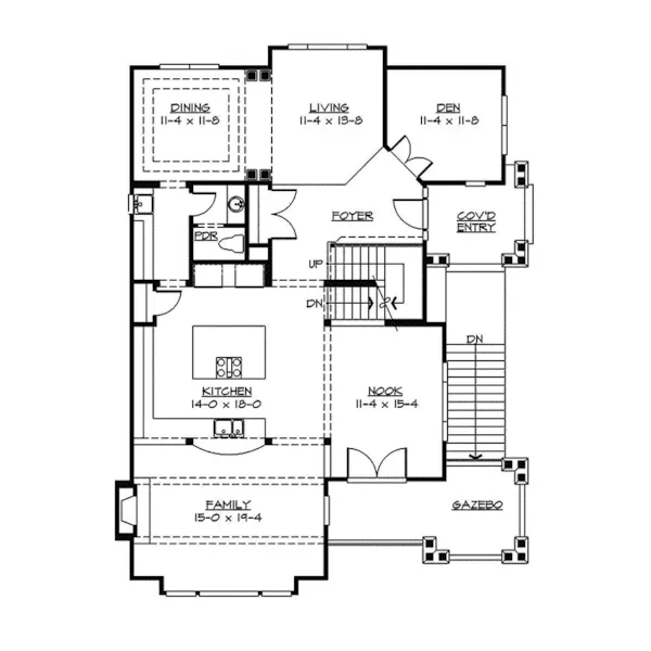 Southern House Plan First Floor - Gramercy Place Craftsman Home 071D-0134 - Search House Plans and More