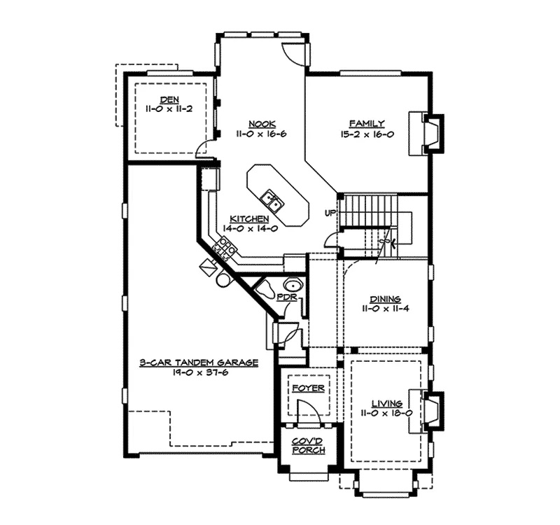 Southern House Plan First Floor - Fawn Ridge Craftsman Tudor Home 071D-0137 - Search House Plans and More