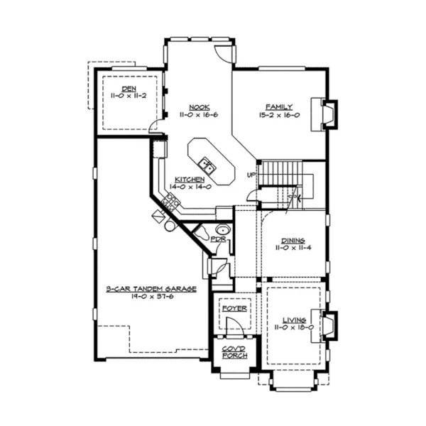 Modern House Plan First Floor - Fawn Ridge Craftsman Tudor Home 071D-0137 - Search House Plans and More