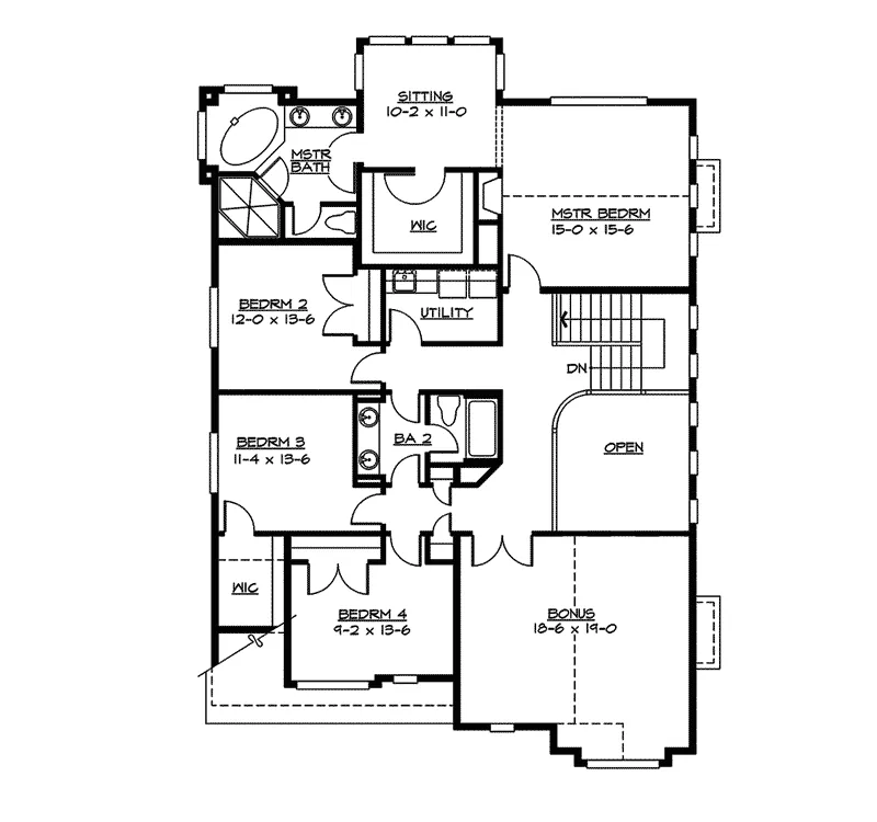 Southern House Plan Second Floor - Fawn Ridge Craftsman Tudor Home 071D-0137 - Search House Plans and More