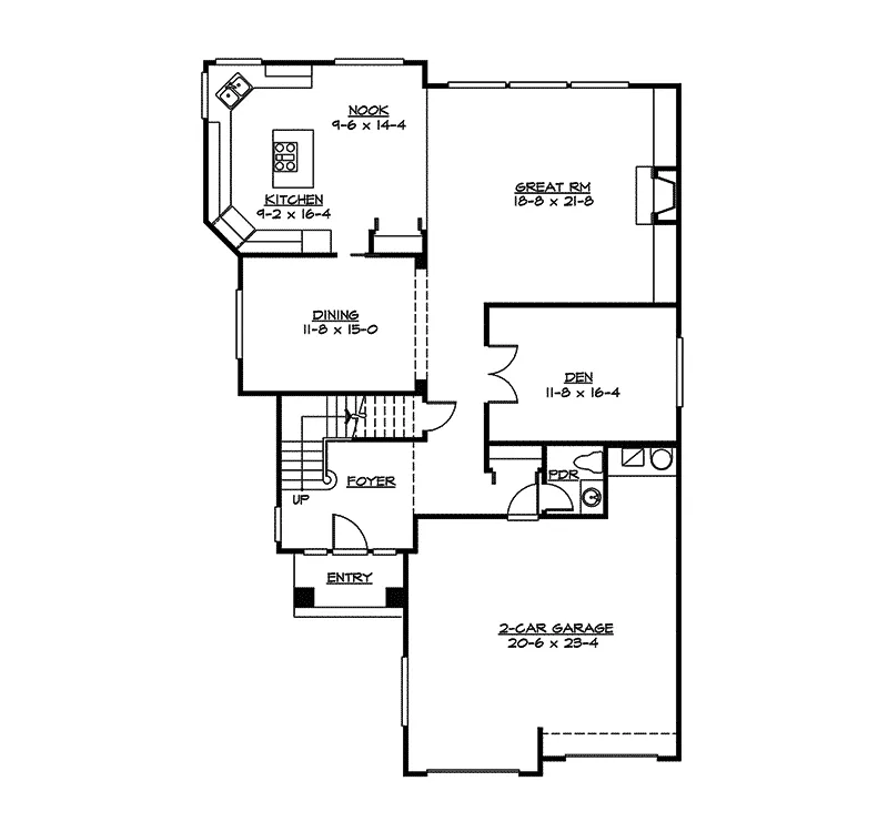 Shingle House Plan First Floor - Fawn Lake Craftsman Home 071D-0143 - Search House Plans and More