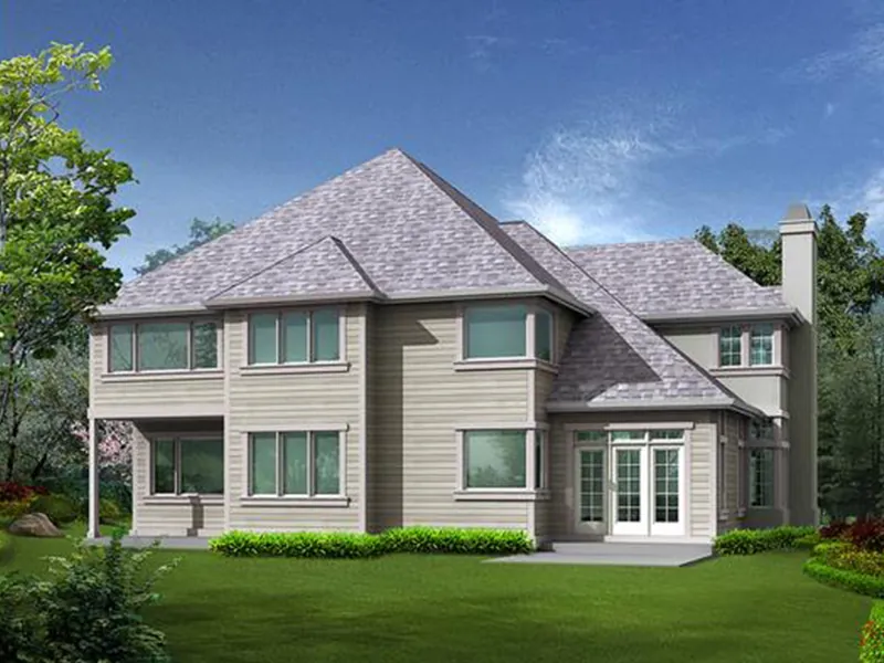 Contemporary House Plan Rear Photo 01 - Mulberry Green Luxury Home 071D-0144 - Shop House Plans and More