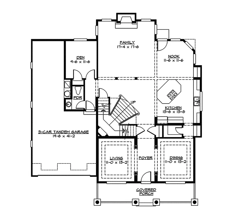 Southern House Plan First Floor - Suson Oak Colonial Home 071D-0148 - Shop House Plans and More