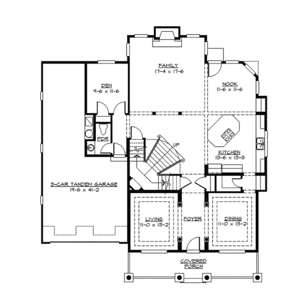 Southern House Plan First Floor - Suson Oak Colonial Home 071D-0148 - Shop House Plans and More