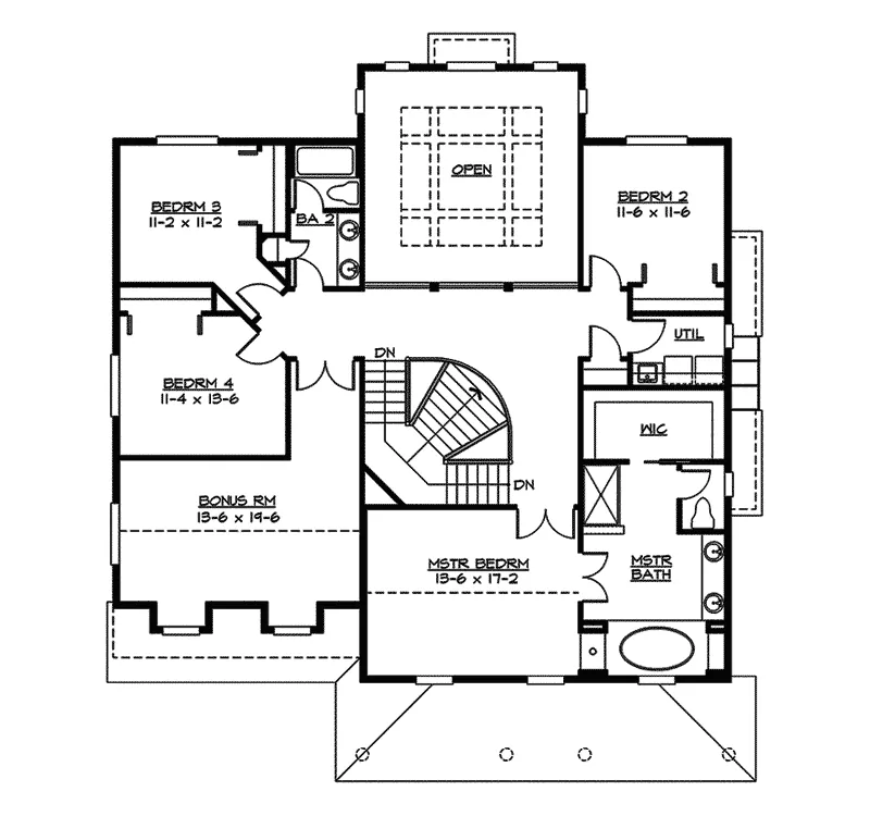 Southern House Plan Second Floor - Suson Oak Colonial Home 071D-0148 - Shop House Plans and More