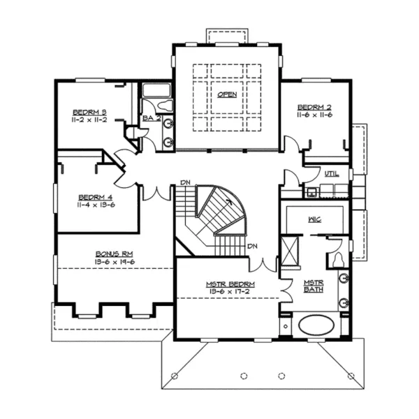 Southern House Plan Second Floor - Suson Oak Colonial Home 071D-0148 - Shop House Plans and More