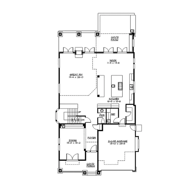 Shingle House Plan First Floor - Valley Forge Craftsman Home 071D-0149 - Shop House Plans and More