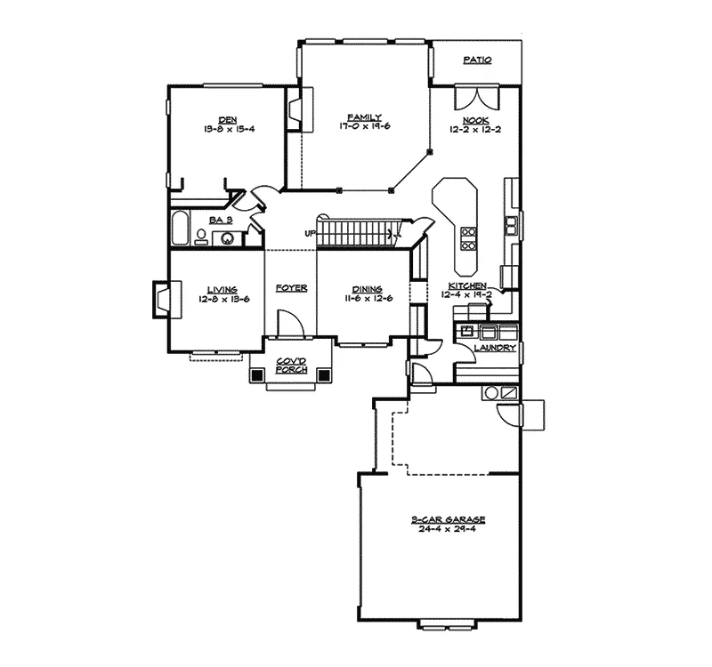 Traditional House Plan First Floor - Lester Manor Traditional Home 071D-0150 - Shop House Plans and More
