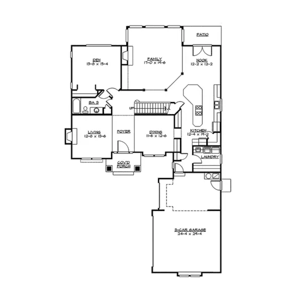 Shingle House Plan First Floor - Lester Manor Traditional Home 071D-0150 - Shop House Plans and More