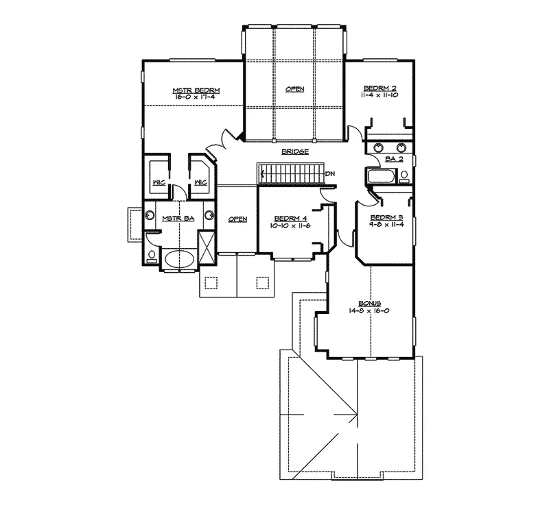 Arts & Crafts House Plan Second Floor - Lester Manor Traditional Home 071D-0150 - Shop House Plans and More