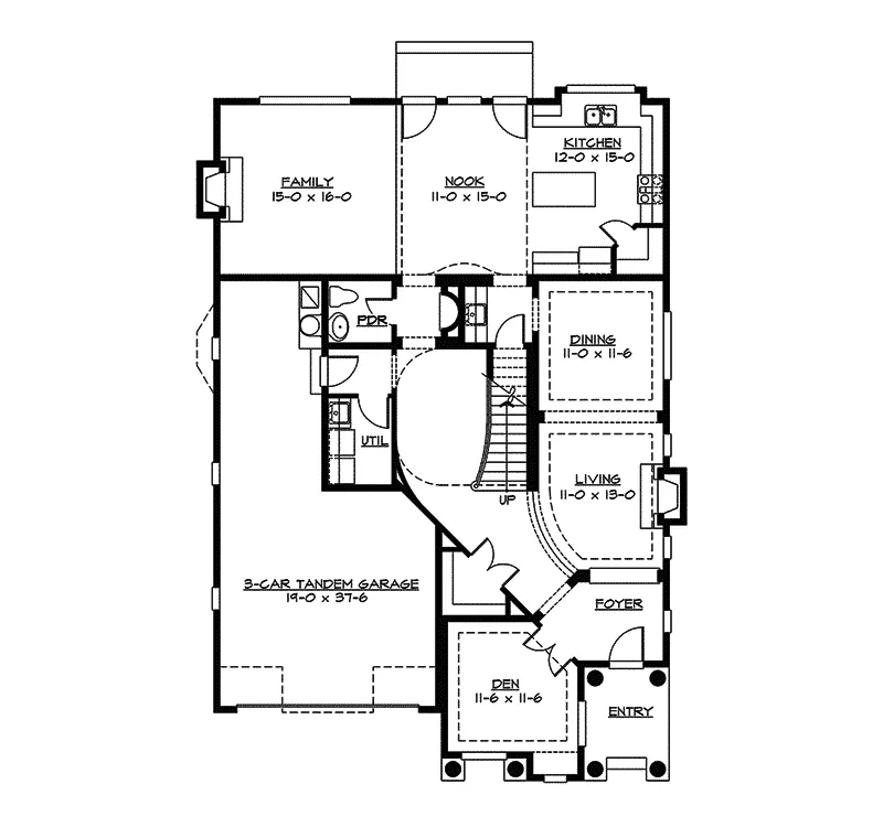Shingle House Plan First Floor - Seclusion Point Cottage Home 071D-0153 - Shop House Plans and More