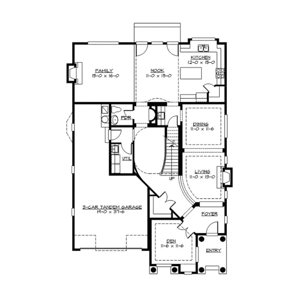 Craftsman House Plan First Floor - Seclusion Point Cottage Home 071D-0153 - Shop House Plans and More