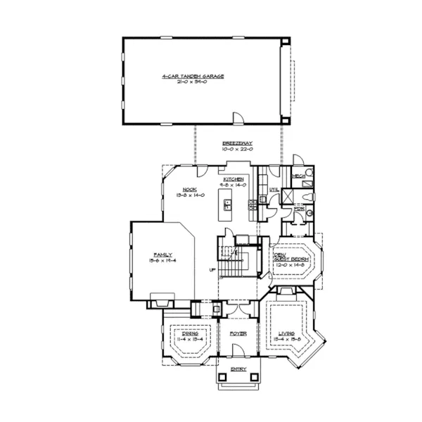 Craftsman House Plan First Floor - Fauna Craftsman Home 071D-0157 - Search House Plans and More