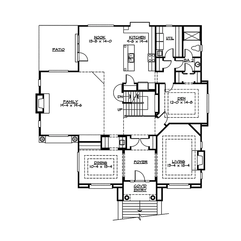 Southern House Plan First Floor - Eva Modern Home 071D-0158 - Search House Plans and More