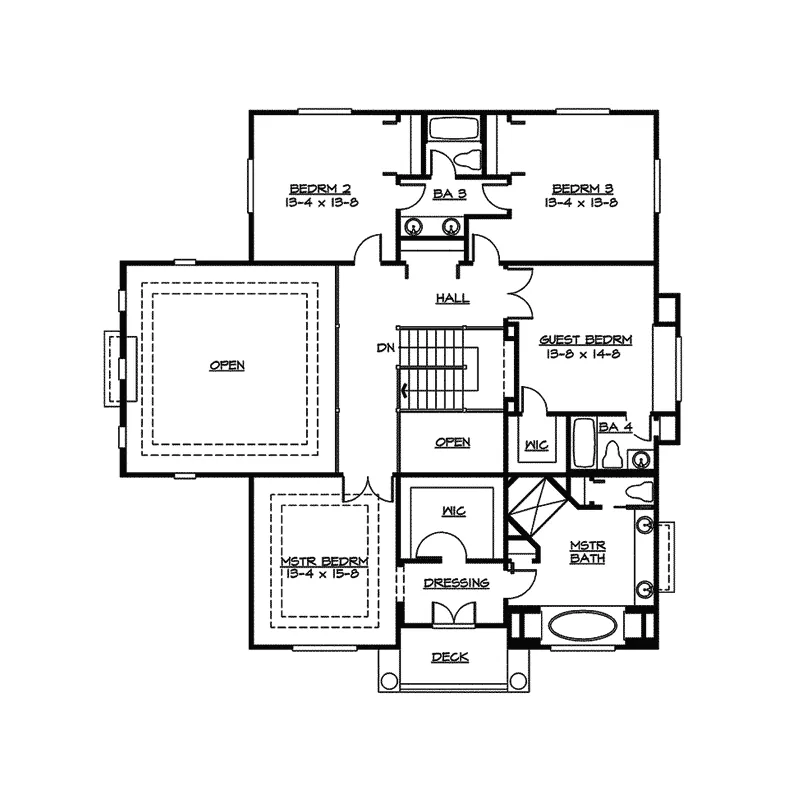 Southern House Plan Second Floor - Eva Modern Home 071D-0158 - Search House Plans and More