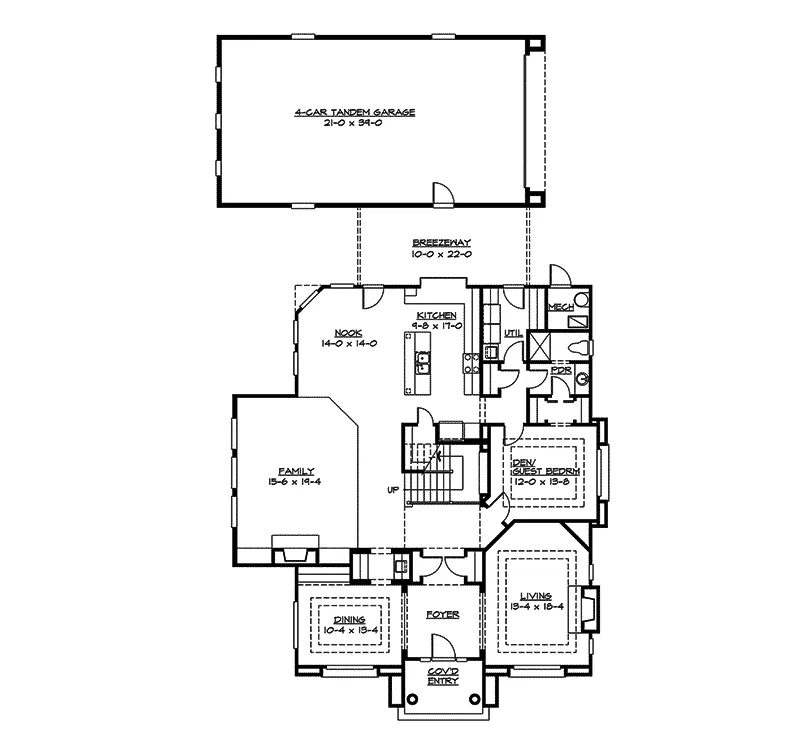 Traditional House Plan First Floor - Mehlview Southern Home 071D-0159 - Shop House Plans and More