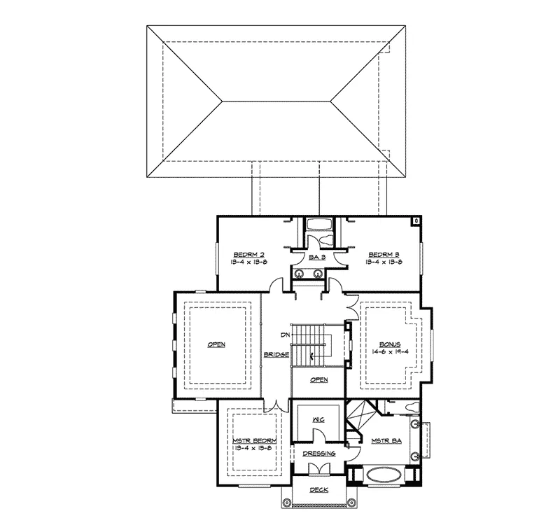 Traditional House Plan Second Floor - Mehlview Southern Home 071D-0159 - Shop House Plans and More