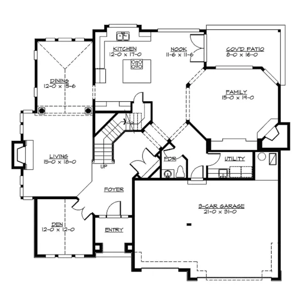 Contemporary House Plan First Floor - Moravia Luxury Southern Home 071D-0161 - Shop House Plans and More