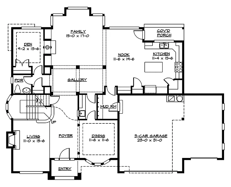 Modern House Plan First Floor - Eton Place Tudor Home 071D-0162 - Search House Plans and More
