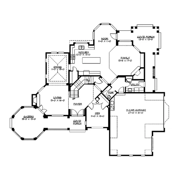 Contemporary House Plan First Floor - Cannaday Country Victorian Home 071D-0164 - Search House Plans and More