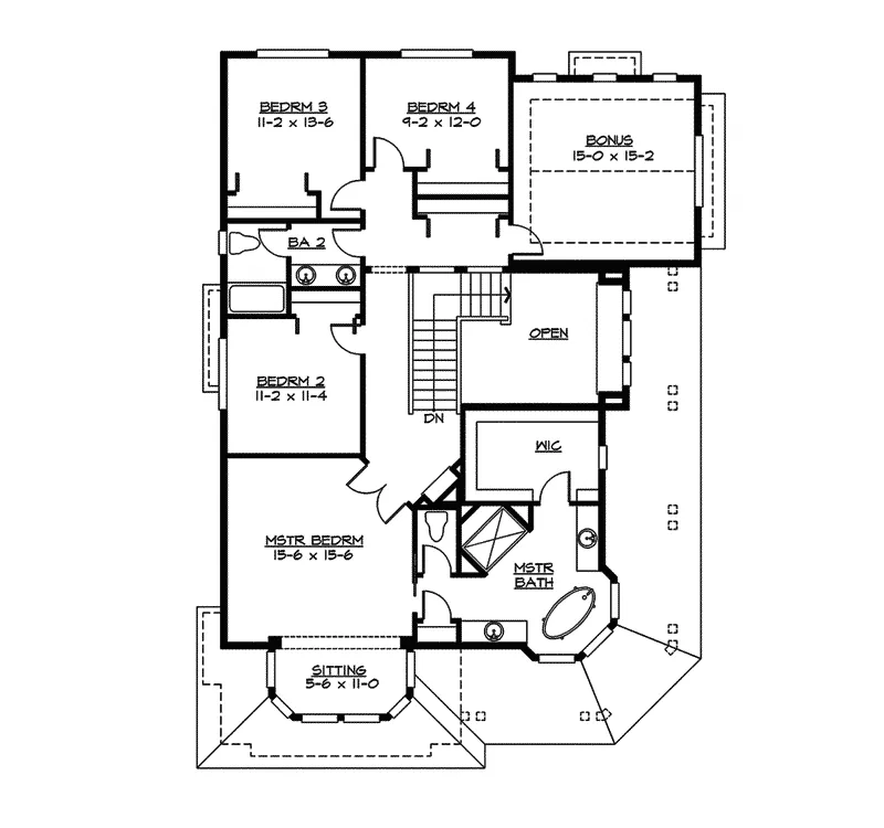 Modern House Plan Second Floor - Medway Tudor Home 071D-0166 - Shop House Plans and More