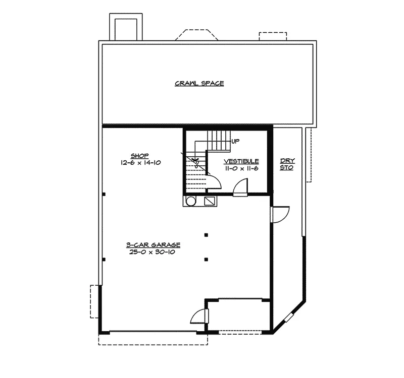 Tudor House Plan Lower Level Floor - Medway Tudor Home 071D-0166 - Shop House Plans and More