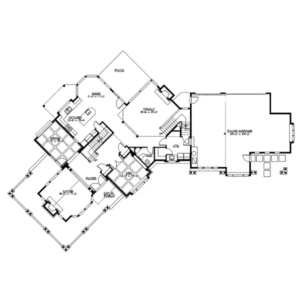 Modern House Plan First Floor - Estridge Craftsman Home 071D-0167 - Search House Plans and More