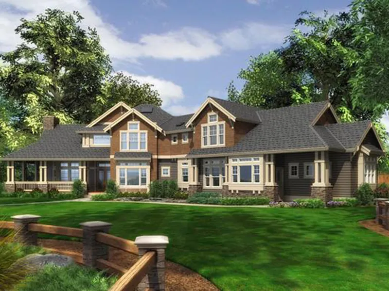 Arts & Crafts House Plan Front Image - Estridge Craftsman Home 071D-0167 - Search House Plans and More