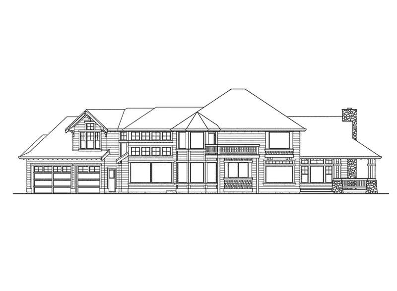 Arts & Crafts House Plan Rear Elevation - Estridge Craftsman Home 071D-0167 - Search House Plans and More