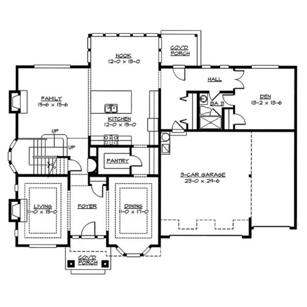 Craftsman House Plan First Floor - Summer Ridge Traditional Home 071D-0170 - Shop House Plans and More